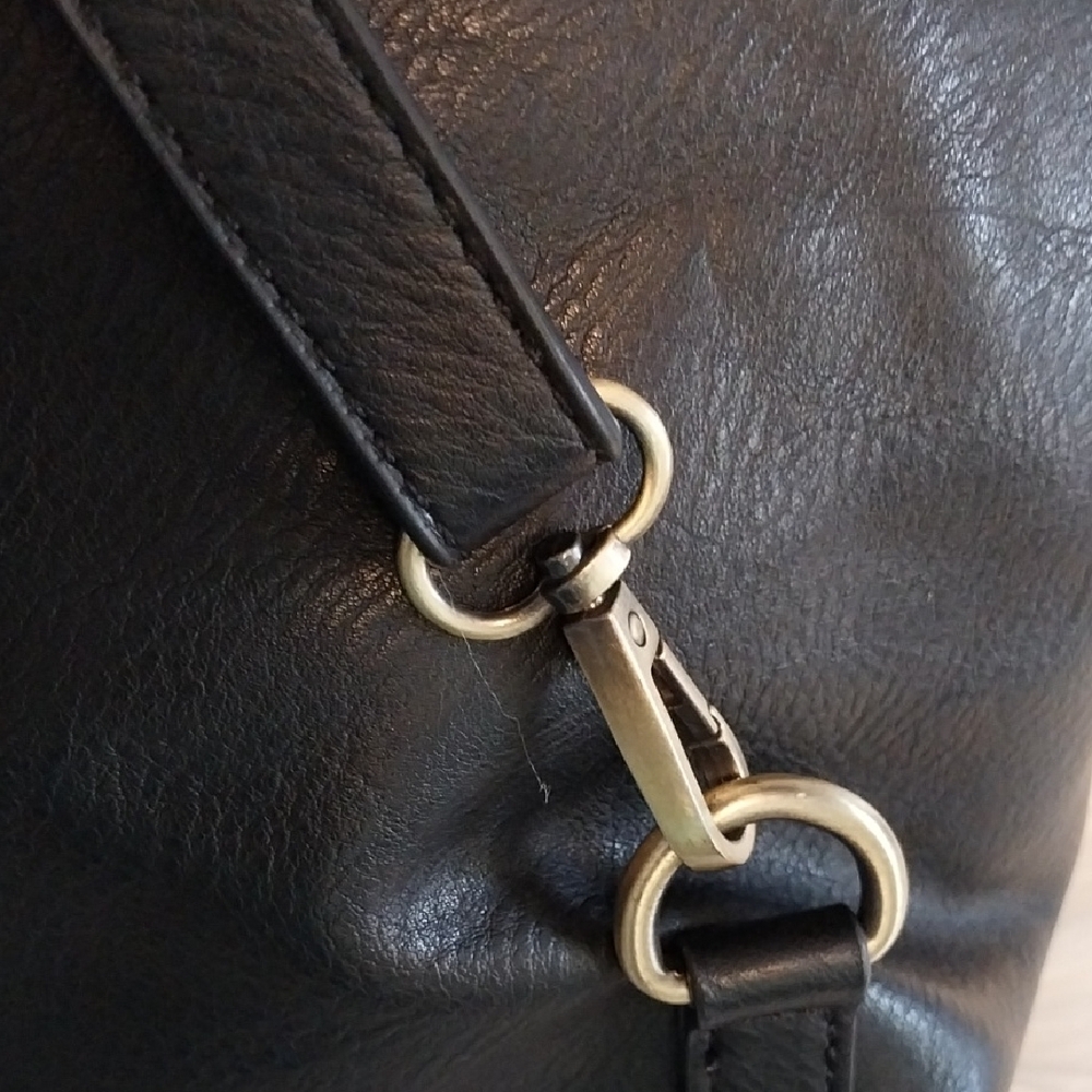 Antik Kraft Black Leather Backpack with Gold Accents - Picture 7 of 16